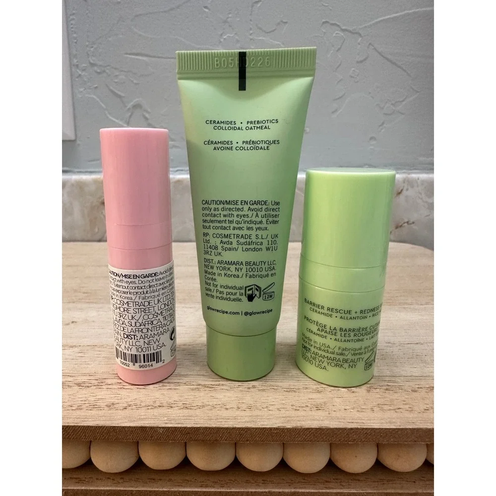 Glow Recipe Avocado Ceramide Cleanser Recovery Serum Drops Set of 3‎